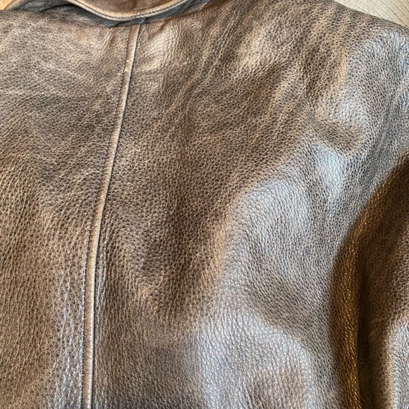 Eddie Bauer Vintage Brown Leather Distressed Lined Mens Casual Coat- Sz-XL - Picture 15 of 16